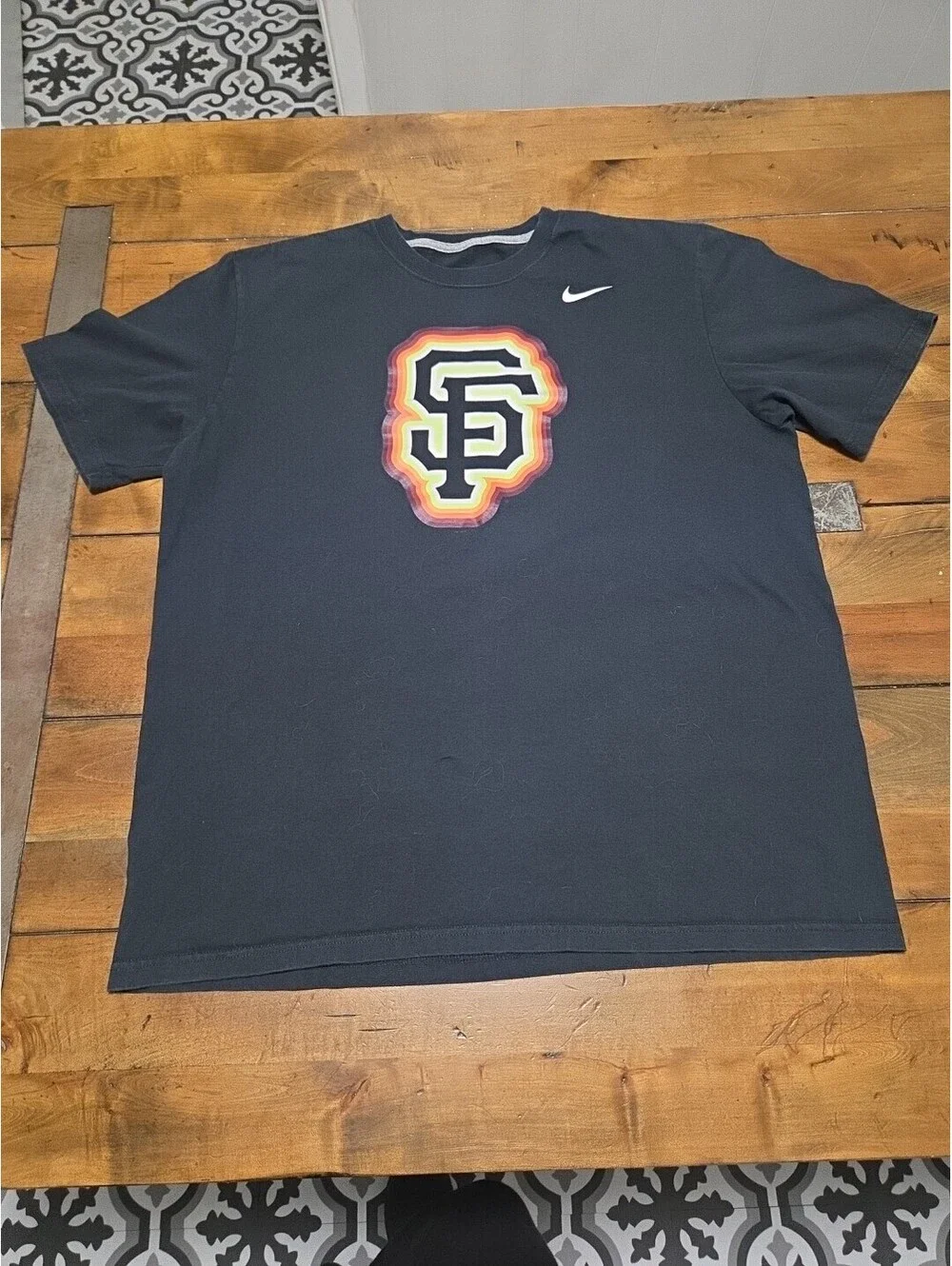 Nike SF Giants Shirt Mens XL Black City Connect Sunset Logo MLB Baseball Tee